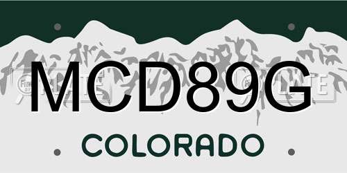 MCD89G Colorado License Plate