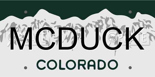 MCDUCK Colorado License Plate