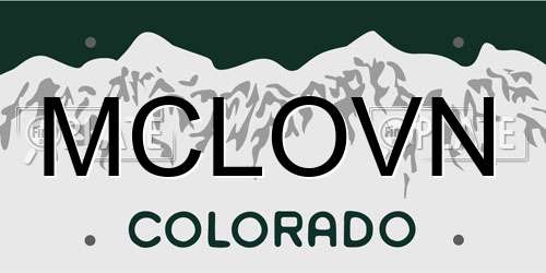 MCLOVN Colorado License Plate