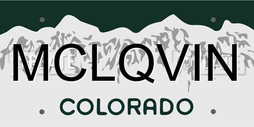 MCLQVIN Colorado License Plate
