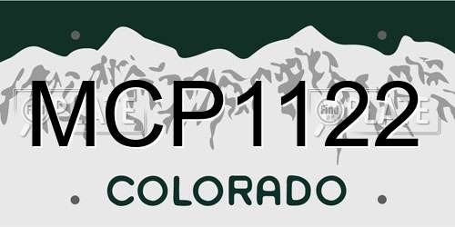 MCP1122 Colorado License Plate