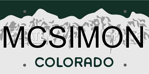 MCSIMON Colorado License Plate