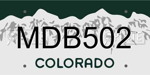 MDB502 Colorado License Plate