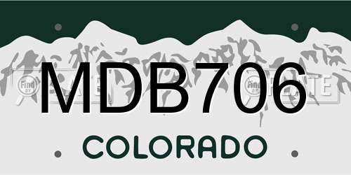 MDB706 Colorado License Plate
