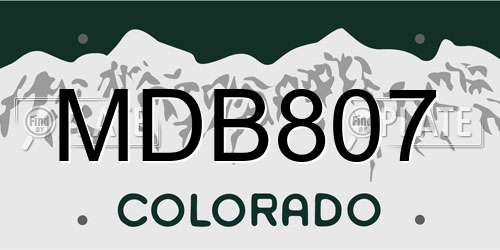 MDB807 Colorado License Plate