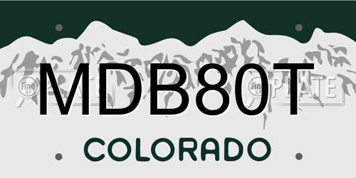 MDB80T Colorado License Plate