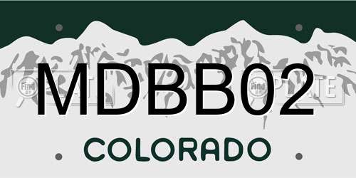 MDBB02 Colorado License Plate