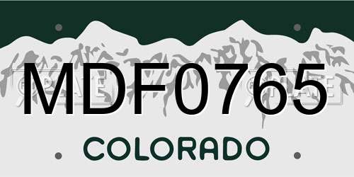 MDF0765 Colorado License Plate