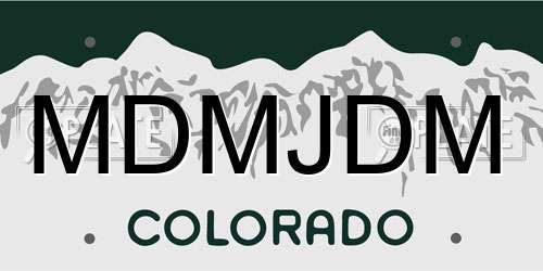 MDMJDM Colorado License Plate