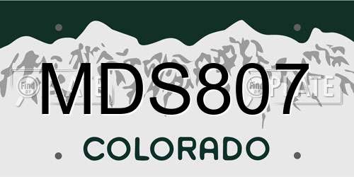 MDS807 Colorado License Plate