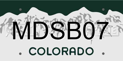 MDSB07 Colorado License Plate