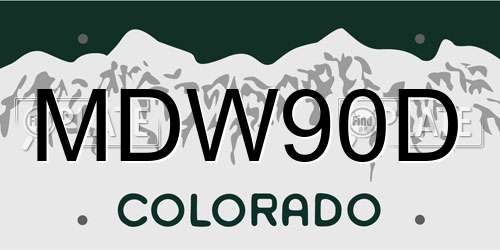 MDW90D Colorado License Plate