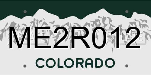 ME2R012 Colorado License Plate
