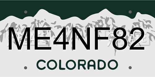 ME4NF82 Colorado License Plate