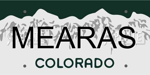 MEARAS Colorado License Plate