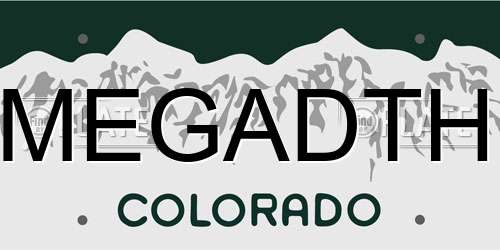 MEGADTH Colorado License Plate