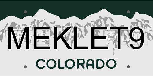 MEKLET9 Colorado License Plate