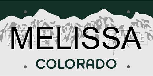 MELISSA Colorado License Plate