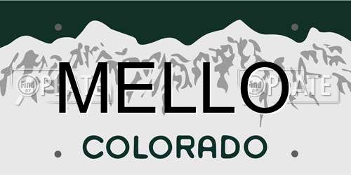 MELLO Colorado License Plate