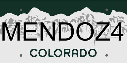 MENDOZ4 Colorado License Plate