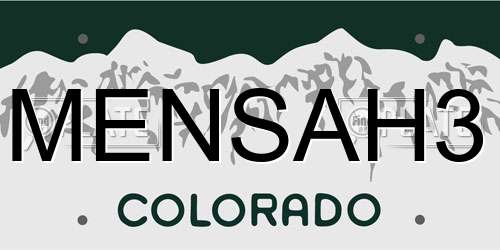 MENSAH3 Colorado License Plate