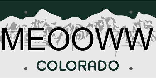 MEOOWW Colorado License Plate