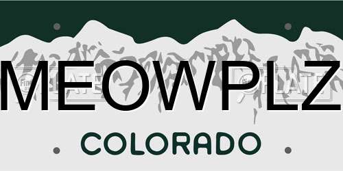 MEOWPLZ Colorado License Plate