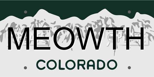 MEOWTH Colorado License Plate