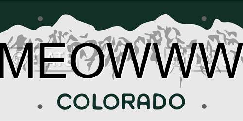 MEOWWW Colorado License Plate