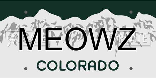 MEOWZ Colorado License Plate