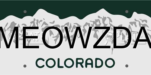 MEOWZDA Colorado License Plate
