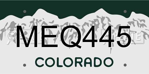MEQ445 Colorado License Plate