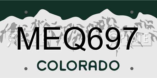 MEQ697 Colorado License Plate