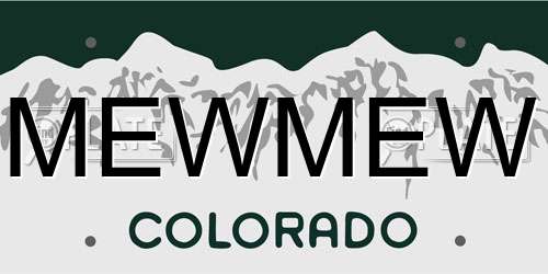 MEWMEW Colorado License Plate