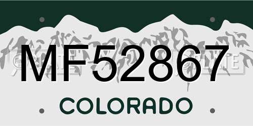 MF52867 Colorado License Plate