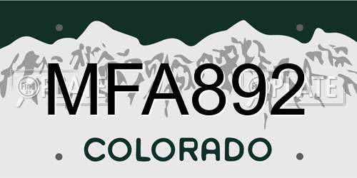 MFA892 Colorado License Plate