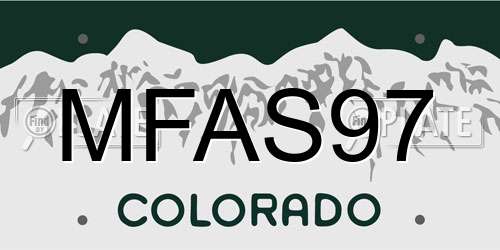 MFAS97 Colorado License Plate