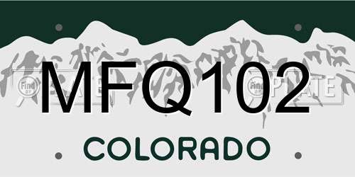 MFQ102 Colorado License Plate