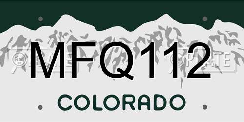 MFQ112 Colorado License Plate