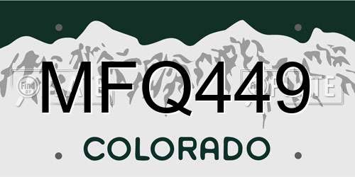 MFQ449 Colorado License Plate