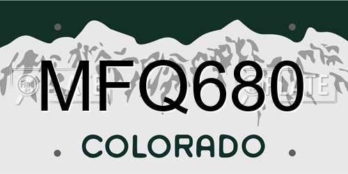 MFQ680 Colorado License Plate