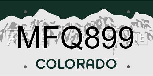 MFQ899 Colorado License Plate