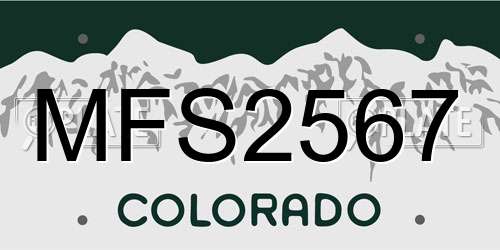 MFS2567 Colorado License Plate