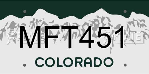 MFT451 Colorado License Plate