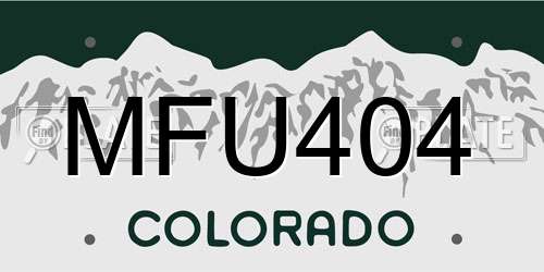 MFU404 Colorado License Plate