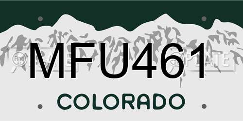 MFU461 Colorado License Plate