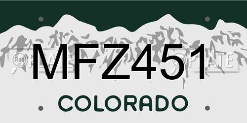 MFZ451 Colorado License Plate