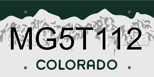 MG5T112 Colorado License Plate