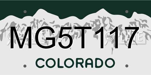 MG5T117 Colorado License Plate
