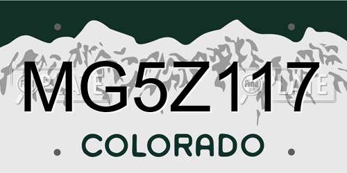 MG5Z117 Colorado License Plate